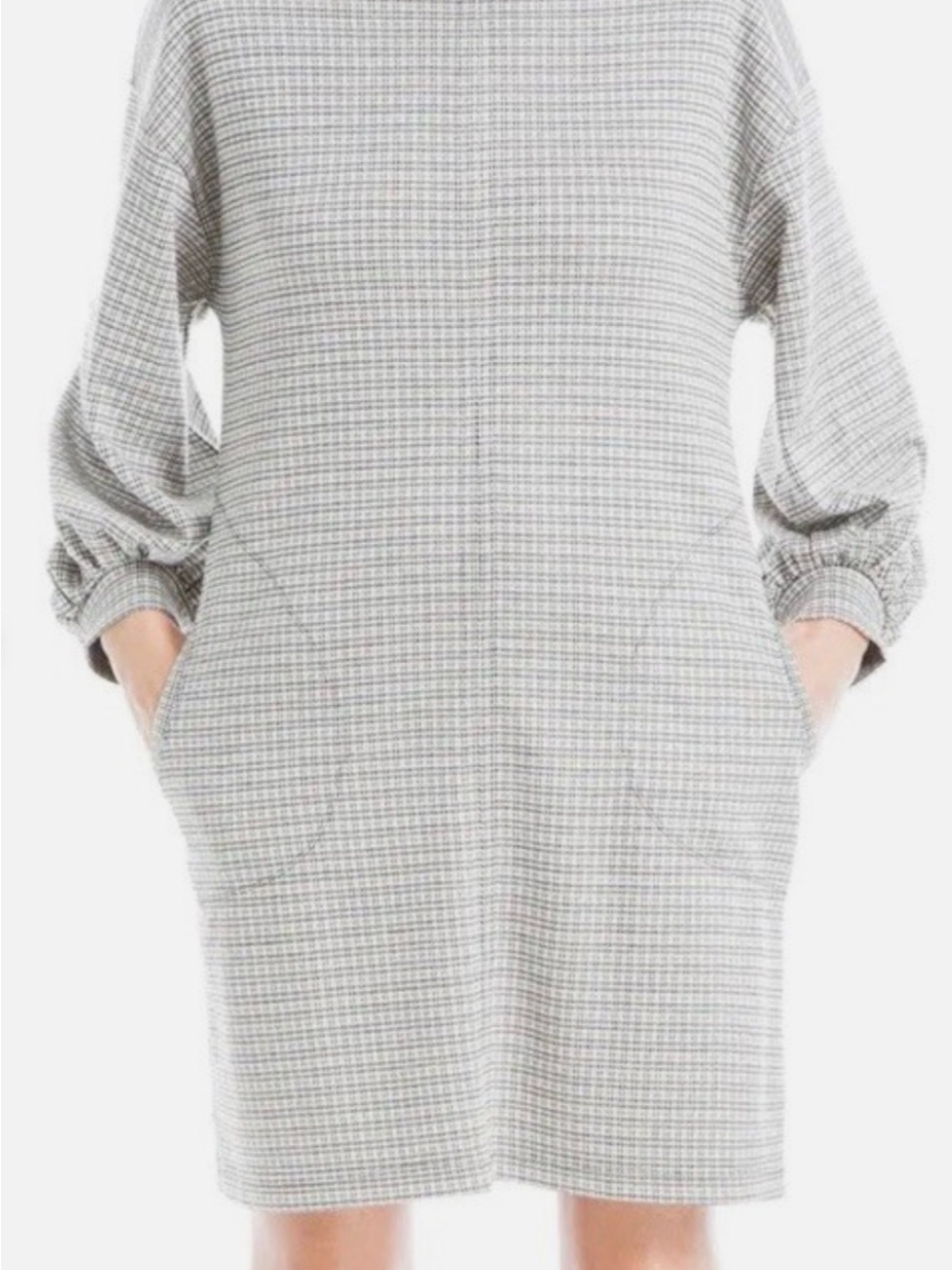 MaxMara Brown Cream  Plaid Knit Mini Dress with Pockets. Never Worn